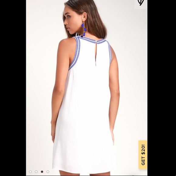Lulus White Embroidered Sleeveless Shift Dress - Picture 3 of 11